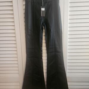 Black Faux Leather Flare Pants
